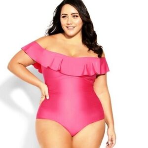 City Chic Floral Split One-Piece Swimsuit XS/14